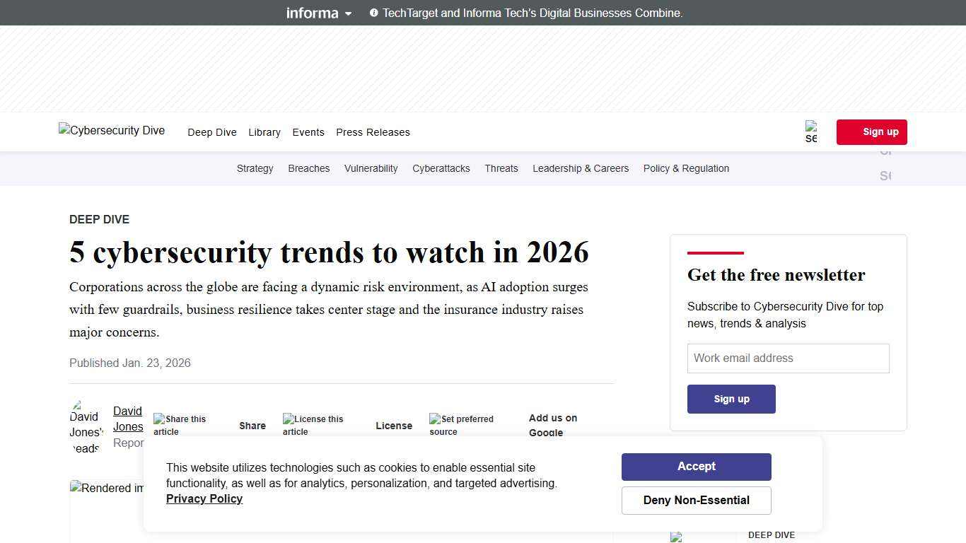 5 cybersecurity trends to watch in 2026 Cybersecurity Dive
